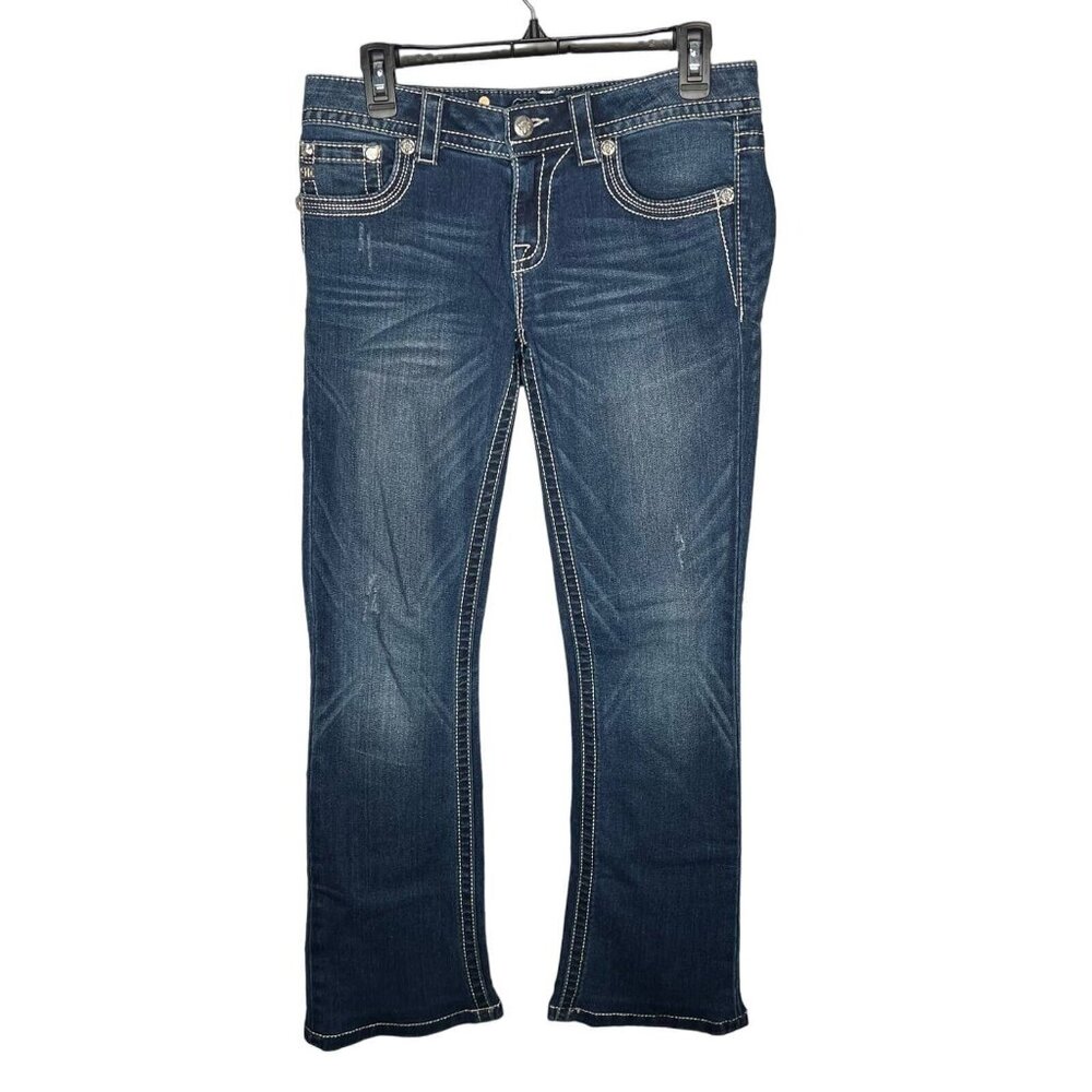 Miss Me Jeans Women’s Size 28 Wing Cross Embellished Medium Wash Bootcut Denim
